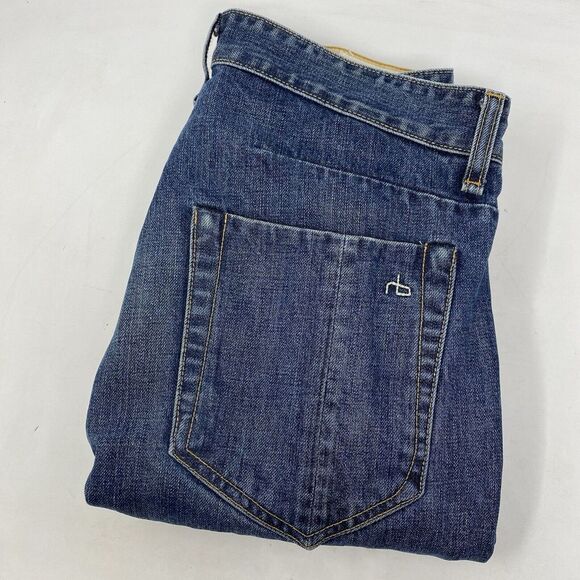 rag & bone Other - Rag & Bone Men's 31 Standard Issue Worn Blue Denim Button Fly Straight Leg Jeans